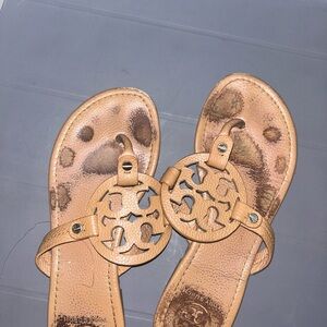 Tan Sandals with Logo Detail